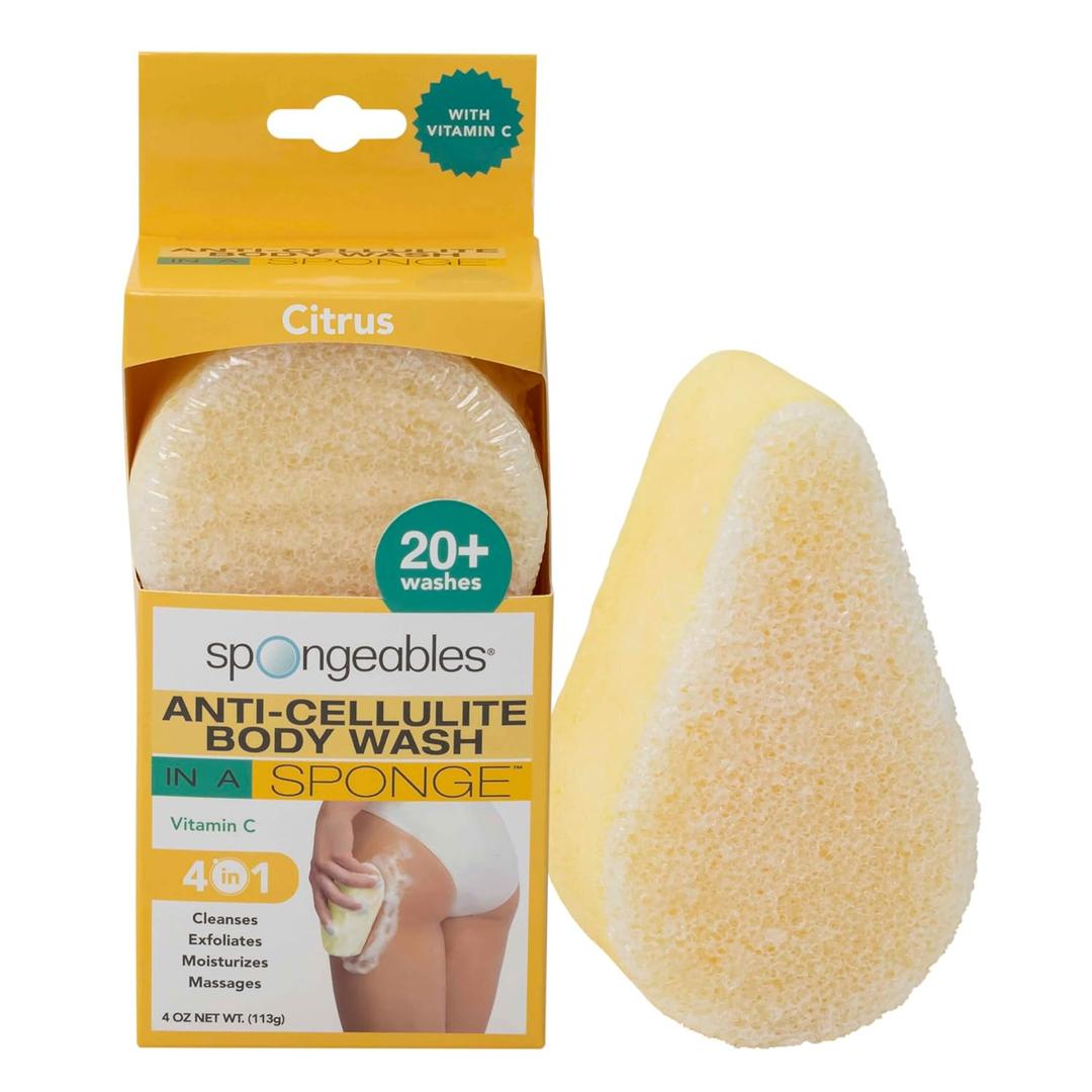 Spongeables Anti-Cellulite Body Wash in a Sponge, Moisturizer and Exfoliator, 20+ Washes