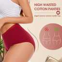 5 x HATSURE Women High Waisted Cotton Underwear Panties Soft Stretch Lace Waistband Full Coverage Ladies Briefs Multipack (XXXL)