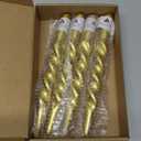 Zhengmy 4 Pcs Spiral Taper Candles, 10" Long Twisted Wax Candlesticks for Spring, Wedding, Birthday, Baby Shower, Anniversary, Holiday Party Home Table Decor(Gold)