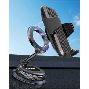 Car Phone Mount with Magnetic Clip for Magsafe & Android 360 Universal Suction Phone Mount for Dashboard Windshield Car Phone Holder for Car for iPhone 17 16 15 14 Pro Max Samsung Galaxy S25 Cell