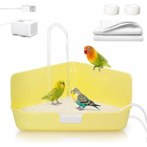 Automatic Bird Shower Bathtub for Budgie, Parakeet Bird Bath Indoor with Running Water, Parrot Bath Tub Shower, Parrot Bathing Pool with Fountain for Cockatiel, Conure, Quaker, Lovebird, Canary