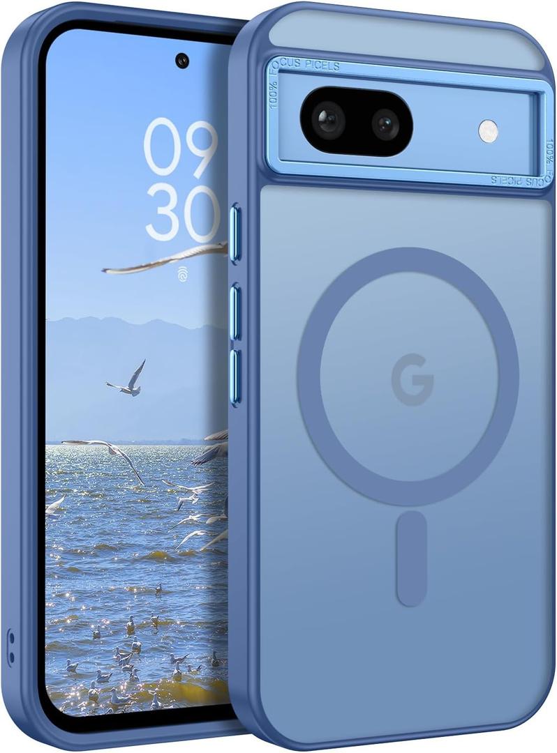 BENTOBEN for Google Pixel 8a Case, Google 8a Magnetic Case [Compatible with MagSafe] Translucent Matte Slim Shockproof Anti-Fingerprint Anti-Scratch Protective Cover for Google 8a 6.1 Blue