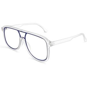 Dollger Blue Light Blocking Glasses Vintage Aviator, UV Protection Unisex Oversized Frames