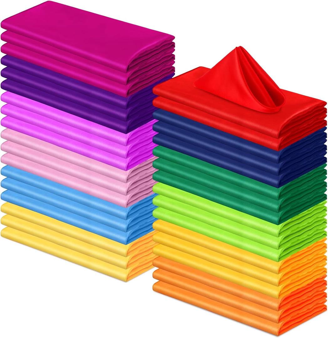 Yaomiao Set of 36 Multicolor Cloth Napkins Polyester Dinner Washable Napkins Cloth Bulk for Wedding Party Holiday Dessert Lunch Cocktail Birthday Banquet Supplies(17 x 17 Inch,Multi Colors)