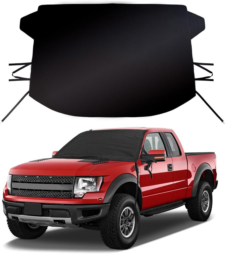 Windshield Cover for Ice and Snow for Ford 2015-2024 2025 2026 F150 250/ F350 F450 Super Crew Cab, XL XLT Limited Raptor Windshield Frost Cover for Truck, Ford F-150 All Weather Protector Accessories