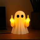 2 x Auetrcls Middle Finger Ghost Figurines LED Lamp - Glowing Halloween Decorations Indoor Spooky Home Office Desk House Decor - Gag Prank Gifts