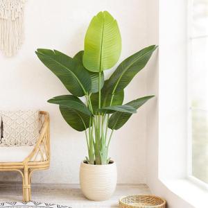 Lifelike Bird of Paradise Artificial Plant 4ft Faux Banana Leaf Tree with 9 Trunks for Home Decor - Perfect Indoor Silk Floor Plant for Living Room, Office, and Bedroom Ambiance Enhancement