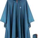 ANYOO Hooded Rain Poncho for Adults Waterproof Lightweight Rain Coat for Men Women Reusable Rain Jacket for Emergency Outdoor, One Size (Sea Blue)