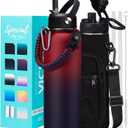 40 OZ Insulated Water Bottles with Straw Lid, Stainless Steel Water Bottle for Men Women, Wide Mouth Water Flask Sports with Shoulder Carrier Bag, Paracord Handle, Straw & Spout Lids
