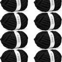 Inhand Chunky Chenille Yarn for Hand Knitting,Thick Bulky Blanket Yarn for Crocheting,Soft Fluffy Yarn for Crochet Birthday Gifts for Men/Women/Beginners,8 Pack (29.5Yds/8.4oz Each),Jet Black