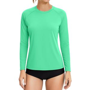 KINGFEN Women's UPF 50+ Sun Protection Quick Dry Shirts Hiking Long Sleeve Tops (S)