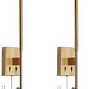 ZEROUNO Modern Plug in Wall Sconce Set of 2, Gold LED Wall Mounted Reading Lamp with Switch, Minimalist Linear Wall Light Fixture with 5.9FT Clear Cord for Bedroom Living Room Hallway Decor