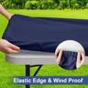homing Rectangle Table Cloth Cover, Waterproof Polyester Elastic Fitted Tablecloth, Fits for 8 Foot Folding Tables, Washable Table Protector for Picnic, Camping, Outdoor (Navy Blue, 36" x 96")