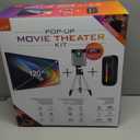 iLive Cinema Pop-Up Film Kit, 720p Projector with 120 Inch Screen, Bluetooth 5.0 Speaker, HDMI/USB/3.5mm, Black, Portable Theater, 21.5 x 17 x 19 cm