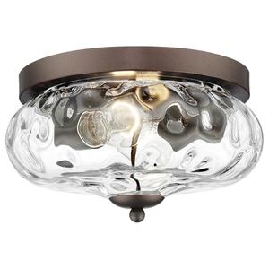 Darkaway Ceiling Light Fixtures Flush Mount Indoor Outdoor Ceiling Light with Water Ripple Glass Shade for Hallway Kitchen Bedroom Porch Living Room Bronze Finish 11"