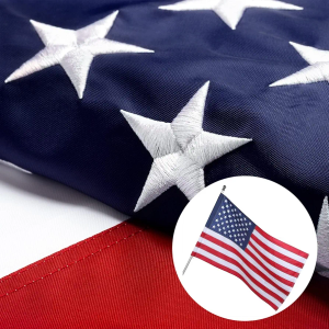 Pole Sleeve American Flag, Outdoor, Heavy Duty, Embroidered Stars, Sewn Stripes, 210D Oxford Nylon, Quadruple Stitched Fly End (Pole Sleeve 2.5x4 FT)