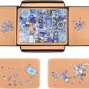 1500 Pieces Jigsaw Puzzle Board, Portable Puzzle Board, 25"35.43" Jigsaw Puzzle Table Board, Puzzle Keeper Puzzle Caddy with Sorting Trays & Detachable Board, Non-Slip Surface, Medium