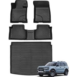 All Weather Floor Mats Cargo Liner for Ford Bronco Sport 2026 2025-2021,TPE Full Set Carpets Trunk Mat for Base Big Bend Badlands Accessories (ONLY for Sport),4pcs