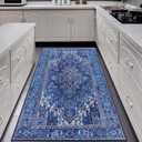 MaxRugrs Washable Runner Rug Non Slip Kitchen Rug Runners for Hallways,Stain Resistant Vintage Floor Carpet Runners for Entryway,Laundry Room,Bedroom-Beside Area Rugs(2x6,Blue White)