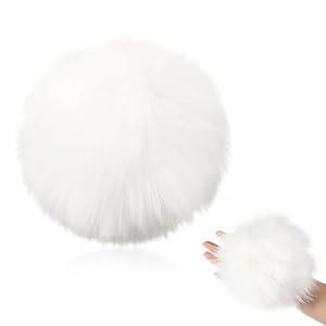 Maiteenly 6 Inch Jumbo Plush Bunny Tail Extra Large Rabbit Tail Bunny Costume Accessories for Easter Graduation Party Cosplay(White, Faux Fur)