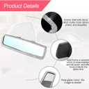 Bling Car Rear View Mirror, Rhinestones Crystal Clip-on Rearview Mirror with HD Glass, Compatible with Most Cars, SUVs, Vehicles, Auto Interior Accessories for Women Girl (White)