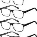 Reading Glasses for Men, Blue Light Blocking Computer Readers, Anti UV Ray/Eye Strain/Glare, Metal Frame Eyeglasses with Pouches(150 Magnification Strength) 5-Pack (+2,50)
