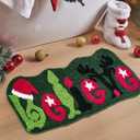 Cute Believe Christmas Bathroom Rugs Bath Mat Non Slip Washable, Green Grinch Reindeer Fun Xmas 2x3 Throw Area Rugs for Kitchen Entryway Bedroom, Holiday Winter Festive Seasonal Indoor Door Mat