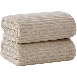 Oversized Bath Sheets 40x80 Inches Extra Large Bath Towels for Adults Super Soft Quick Dry Highly Absobent Microfiber Shower Towels for Bathroom, Pool, Gym, Yoga Towel (Beige, 2Piece)