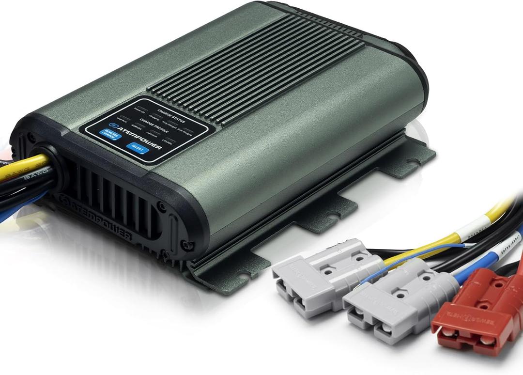 ATEM POWER 40A DC to DC Battery Charger with Anderson Plug Reverse Charge Solar Input MPPT for AGM, Gel, Calcium, Lead Acid, LiFePO4 Batteries of 4WDs, RVs, Campers, Trailers On-Board Charger