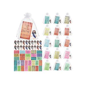 Bememo 50 Sets Christian Gifts Bulk Bible Verse Cards Include Little Jesus Figures Prayer Cards and Organza Bags for Religious Party Favors Sunday Baptism Gifts(Retro Style,Morandi)