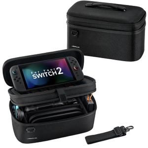 JSAUX All-in-One Carrying Case for Nintendo Switch 2, Travel Storage Bag Fits Dock, Controllers and Accessories, Holds Switch 2 with Protective Case, Large Capacity  Black