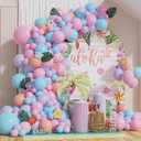 2 x Moana Birthday Decorations Pink Purple and Blue Balloon Arch Kit with Summer Hibiscus Stickers for Tropical Hawaii Luau Tiki Magic Theme Party Supplies