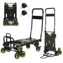 Upgraded 3 in 1 Convertible Folding Hand Truck with Brakes, Hand Truck Dolly Heavy Duty 660lbs Capacity, Stair Climbing Cart with Adjustable Shovel Board and Fixed Handle for Moving