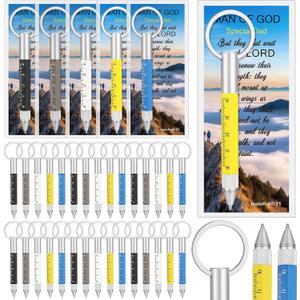 30 Sets Father Day Christian Church Gifts Bulk Man of God Gift for Men 6 in 1 Multi Tool Pen Keyring Screwdriver Pen with Bible Verse Bookmarks for Father's Day Men Pastor Dad Husband Birthday