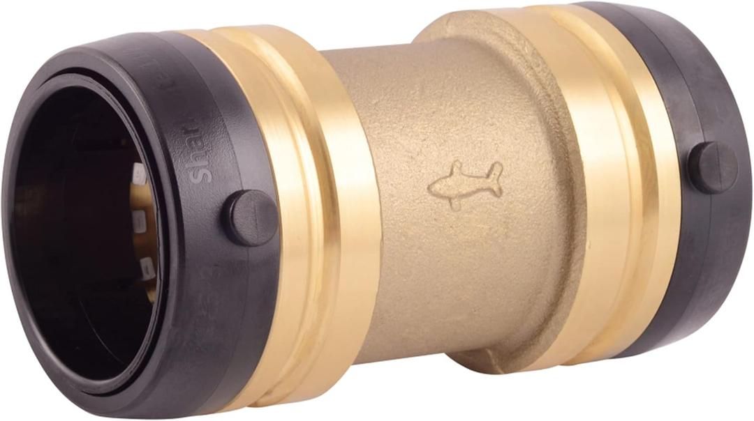 SharkBite 1-1/2 x 1-1/2 Inch Coupling, Push-to-Connect Brass Plumbing Fitting, UXL0141