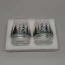 Whaline 2Pcs Christmas Stemless Wine Glasses 17oz Christmas Tree Snowflake Drinking Glasses Watercolor Holiday Tumbler Cups for Xmas Winter Party Supplies