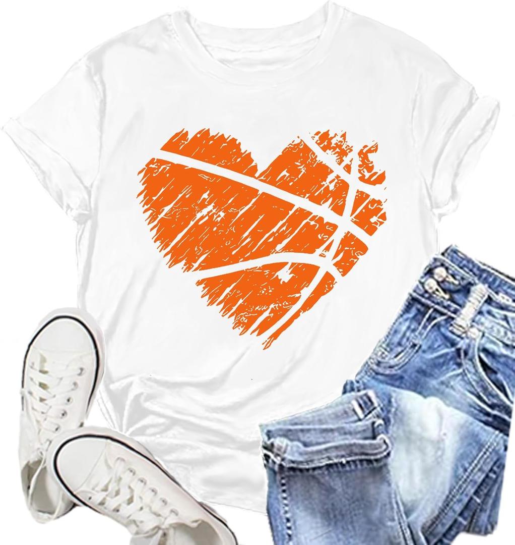 Baseball Shirt Women Funny Game Day T-Shirts Cute Baseball Heart Tee Tops (XX-Large)