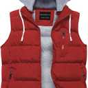 CREATMO US Women's Warm Vest Outerwear Thick Padded Puffer Sleeveless Vest With Detachable Hood (XX-Large, Red)