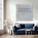 Framed Canvas Wall Art, Blue Abstract Oil Painting, Textured Wall Art, Ready to Hang, Modern Home Decor for Living Room Bedroom,40x40 Inch