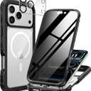 seacosmo Magnetic for iPhone 17 Pro Privacy Case 6.3'', [Built-in Anti-Spy Tempered Glass Protector + Camera Protection] Compatible with Magsafe, Full Body Shockproof Bumper Clear Back Cover, Black