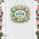 VODAPYC Easter Hanging Diamond Art Kits for Adults, DIY Double Sided Special Shaped Diamond Art Window Pendant Ornament(Happy Easter Wreath)