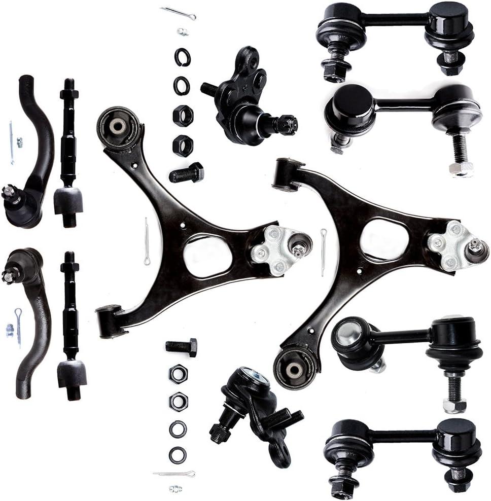 ECCPP 12Pcs 2 Lower Control Arms 2 Lower Ball Joints 2 Inner 2 Outer Tie Rod Ends 2 Front 2 Rear Sway Bar End Links 2006 2007 2008 2009 2010 2011 for Honda Civic Suspension Kit