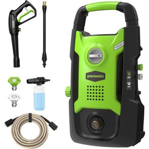 Greenworks Compact Electric Pressure Washer, 1.2 GPM (CSA Certified, Lightweight, 20 FT Tangle-Free Hose, 35 FT Power Cord) Great For Cars, Fences, Patios, Driveways, Decks and Patios