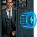 LOHASIC for iPhone 15 Pro Case Compatible with Magsafe, Slim Leather Luxury Business PU Cover Non-Slip Grip Shockproof Bumper Full Body Protective Men Phone Cases for iPhone 15 Pro 6.1" (2023) - Blue