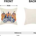 Fall Pillow Covers 16x16 Pack of 2 Chinoiserie Blue and Orange Pumpkin Throw Pillow Covers Outdoor,Fall Thanksgiving Decoration Pillowcase Autumn Farmhouse Linen Cushion Case for Couch Sofa