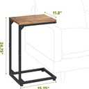 Simple Trending C Shaped End Table, TV Tray for Couch, Small Side Table with Metal Frame, for Living Room Bedroom, Rustic Brown