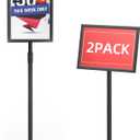 GUOHONG 2 Pack Heavy Duty Sign Stand Adjustable 8.5 x 11 Inch Sign Holder Aluminum Snap Open Frame Floor Poster Stand Vertical Horizontal