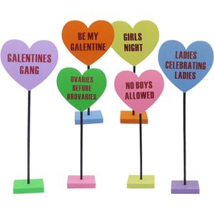 Galentines Day Decorations, 6PCS Galentines Day Decorations Wooden Heart Sign, Galentine's Day Wooden Table Signs for Tiered Tray, Table, Home, Mantel, Office, Be My Galentine, Valentines Day Decor