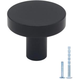 10 Pack Black Cabinet Knobs Dresser Knobs, Solid Kitchen Cabinet Knobs Drawer Knobs, Matte Black Cabinet Handles Round Single Hole Knob for Cabinets and Drawers