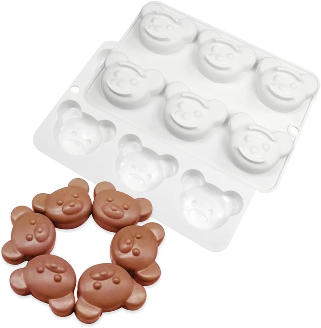 mostsom 6 Cavity Bear Silicone Chocolate Mold DIY Cake Accessories Molds Kitchen Ice Cubes Biscuit Pastry Manual Baking Mould